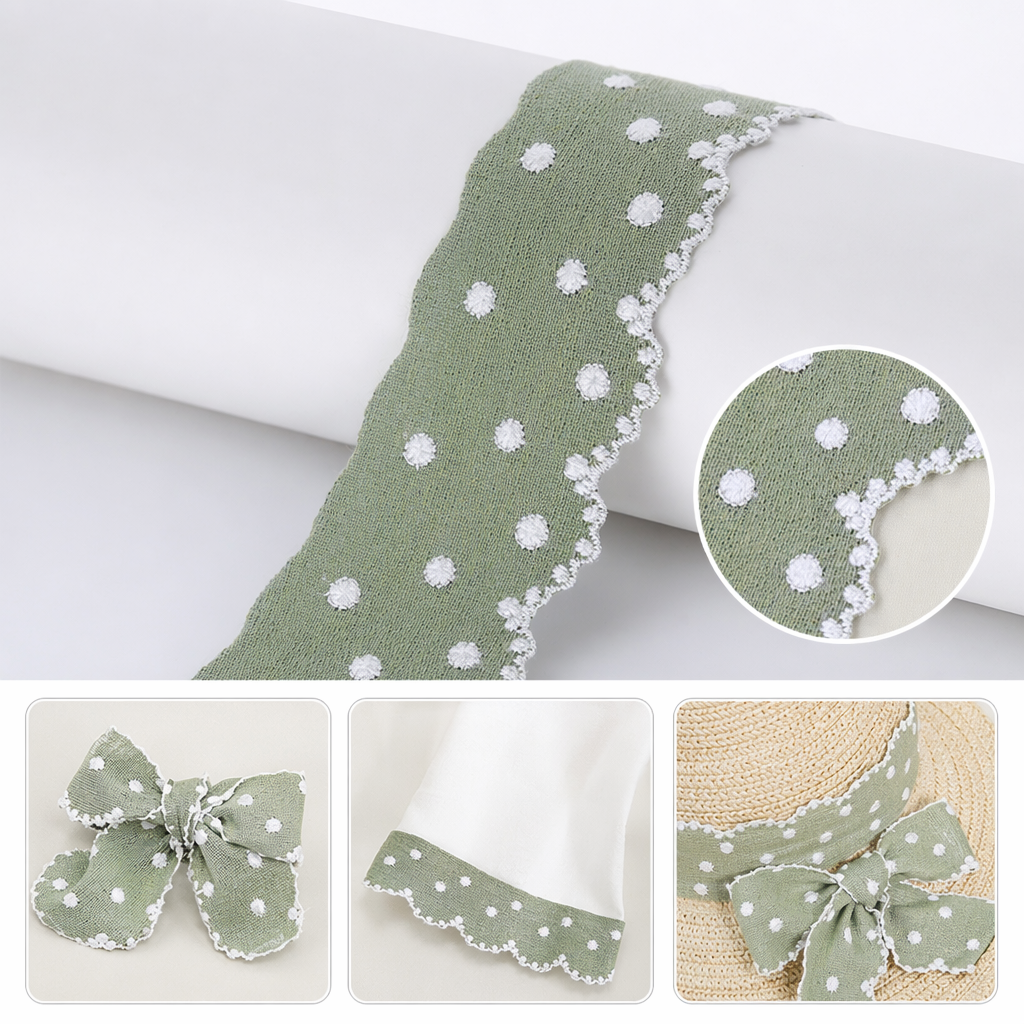 White polka dot lace trim decorative fabric, DIY handmade accessories, suitable for home clothing full image