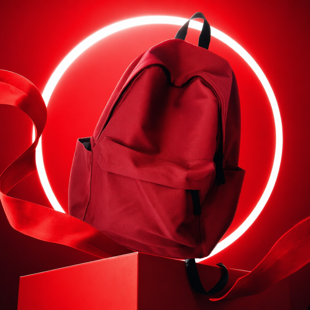 Red fashionable casual backpack, lightweight and large-capacity student commuting travel bag Specification image