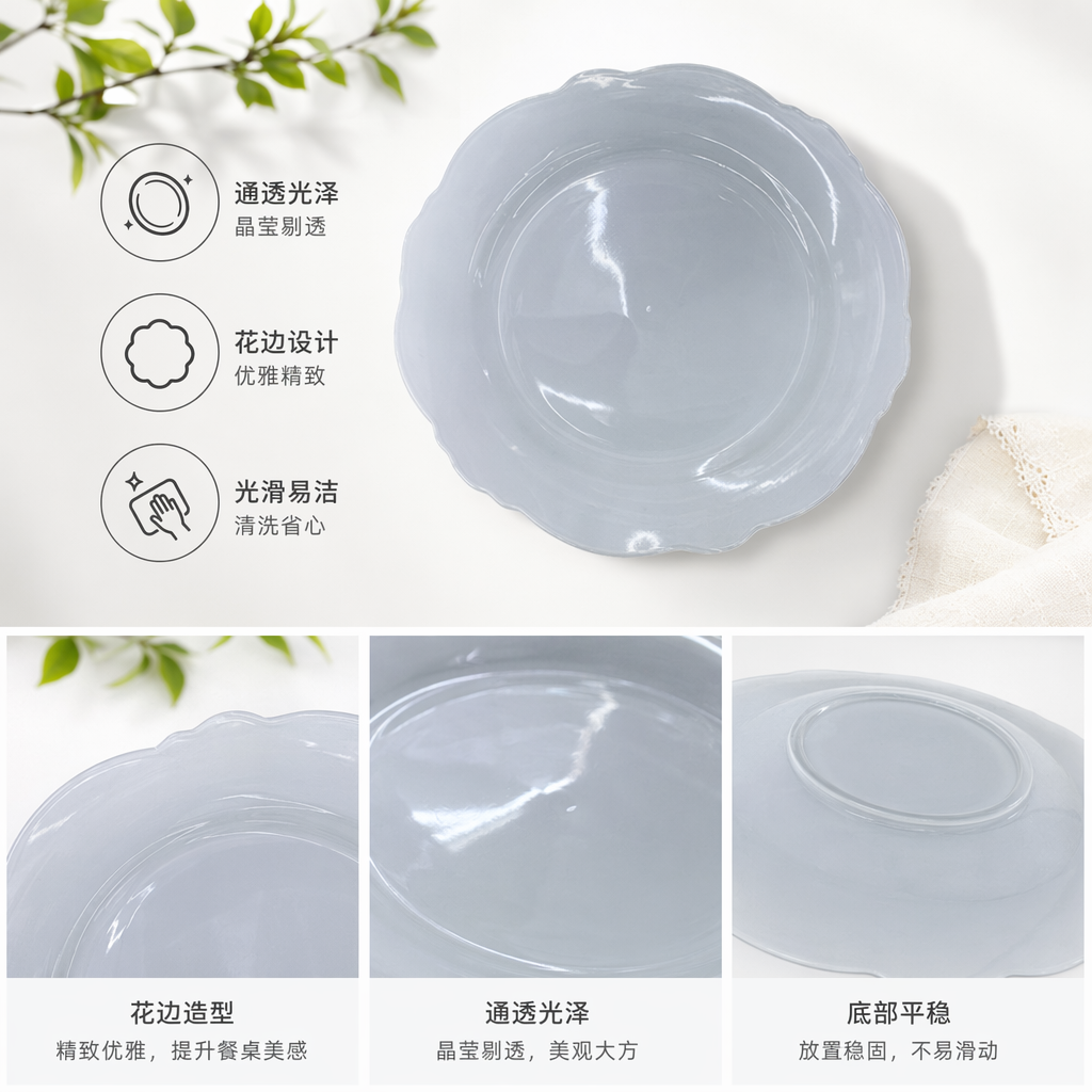 White lace ceramic plates, home dining plates, dishwasher safe and high-end, suitable for living rooms and dining rooms full image