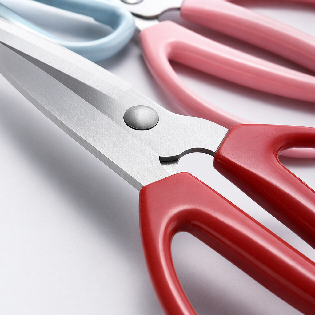 Three pairs of colorful handle scissors made of stainless steel, sharp for home use, multi-functional for cutting paper and cloth Application Scenario