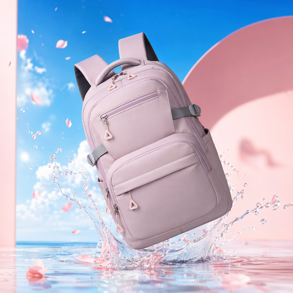 Pink backpack for female college students, lightweight, large-capacity, simple, fashionable and casual backpack Specification image