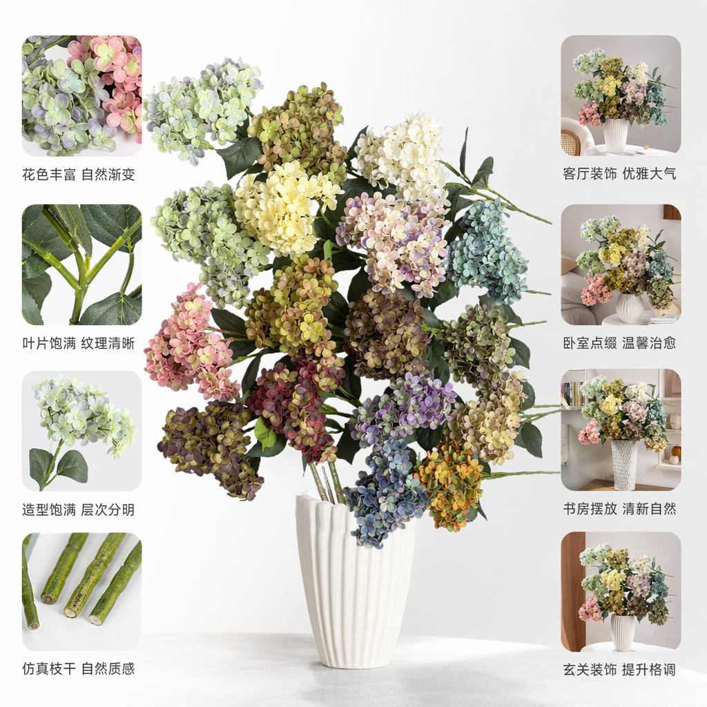 Colorful hydrangea bouquets, fresh flower delivery, birthday gifts, wedding decoration, living room decoration
