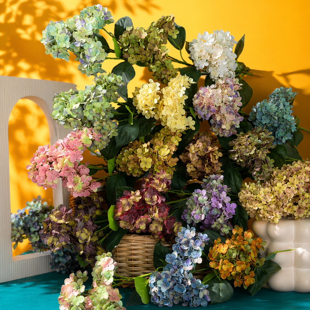 Colorful hydrangea bouquets, fresh flower delivery, birthday gifts, wedding decoration, living room decoration Specification image