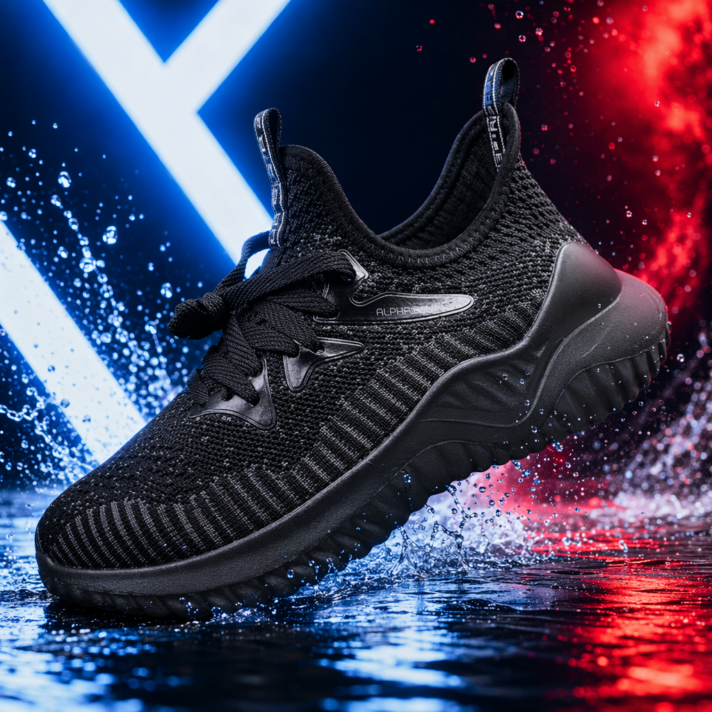 Black knitted sports shoes, breathable, lightweight and shock-absorbing, men's and women's casual running shoes Specification image