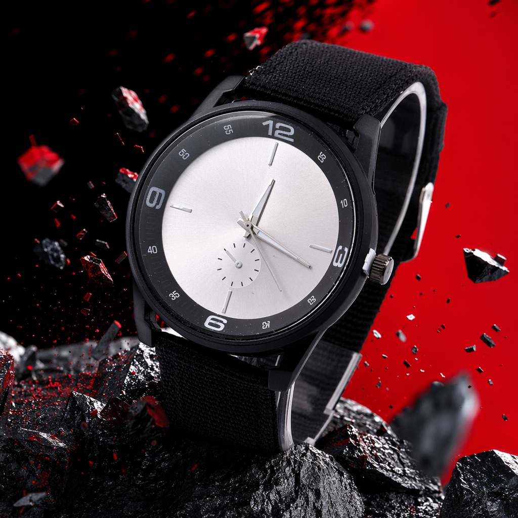 Black strap men's quartz watch, simple business casual, waterproof and luminous Specification image