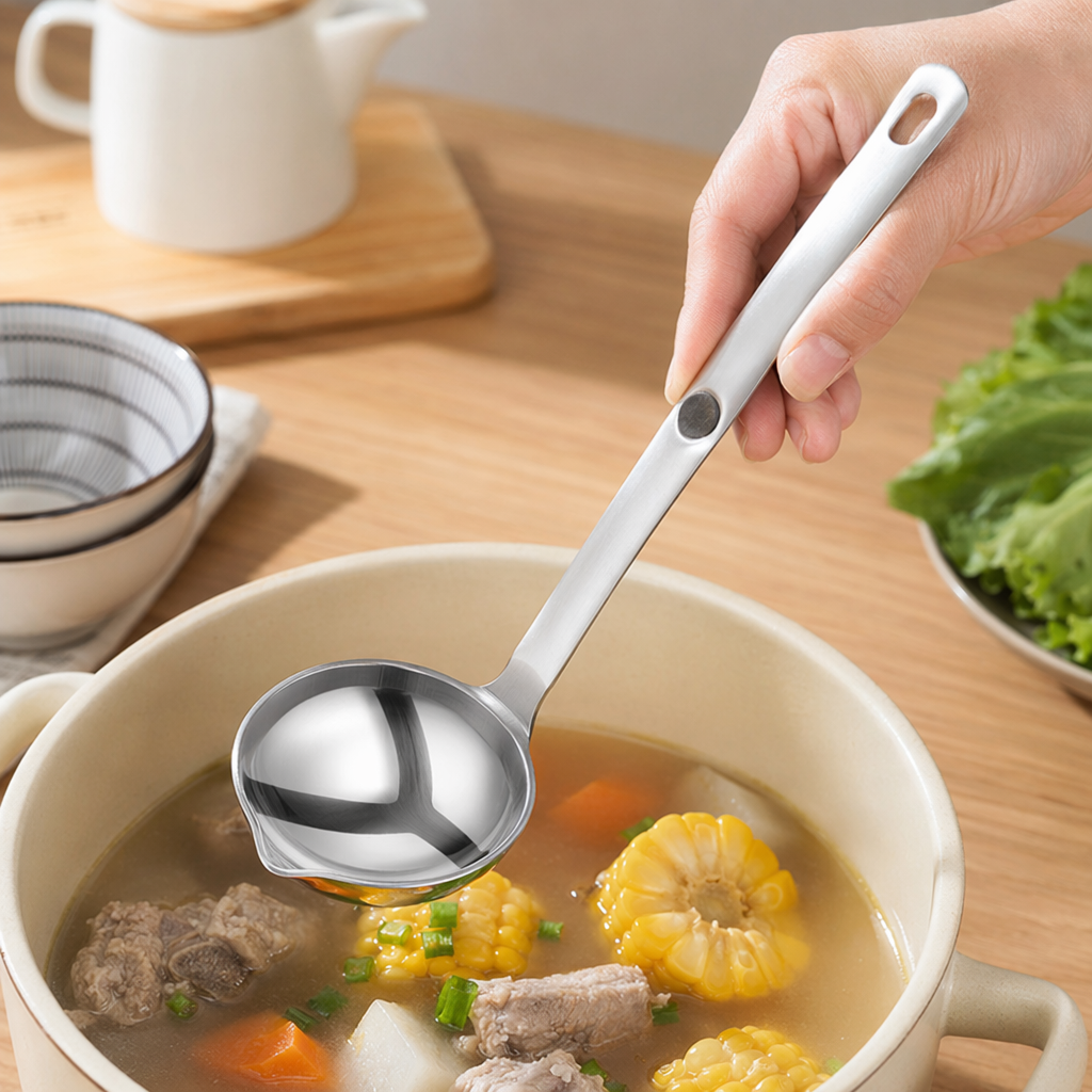 أطقم مطبخ لملعقة معدنية فضية من الفولاذ غير القابل للصدأ details Picture