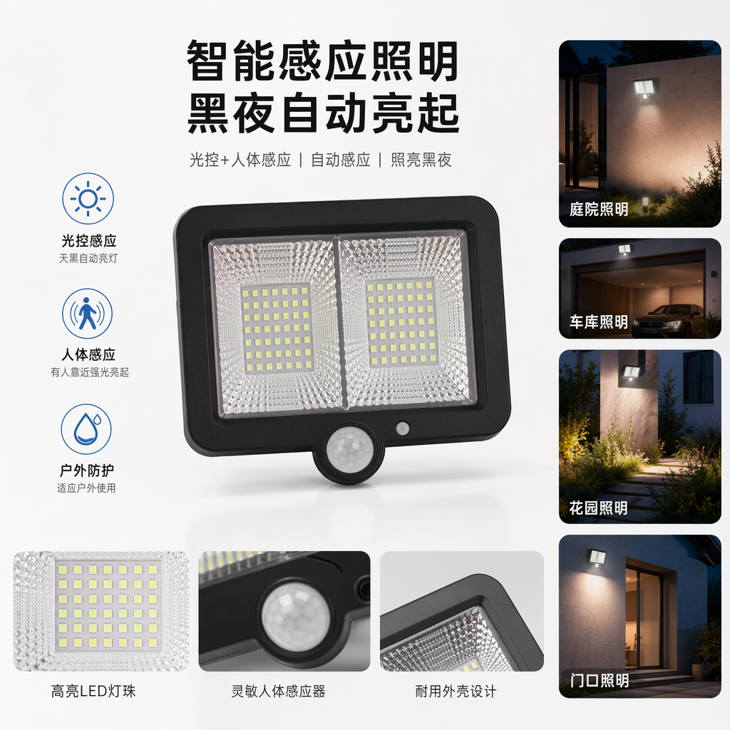 Black LED floodlight, waterproof outdoor lighting, 100W high-intensity floodlight