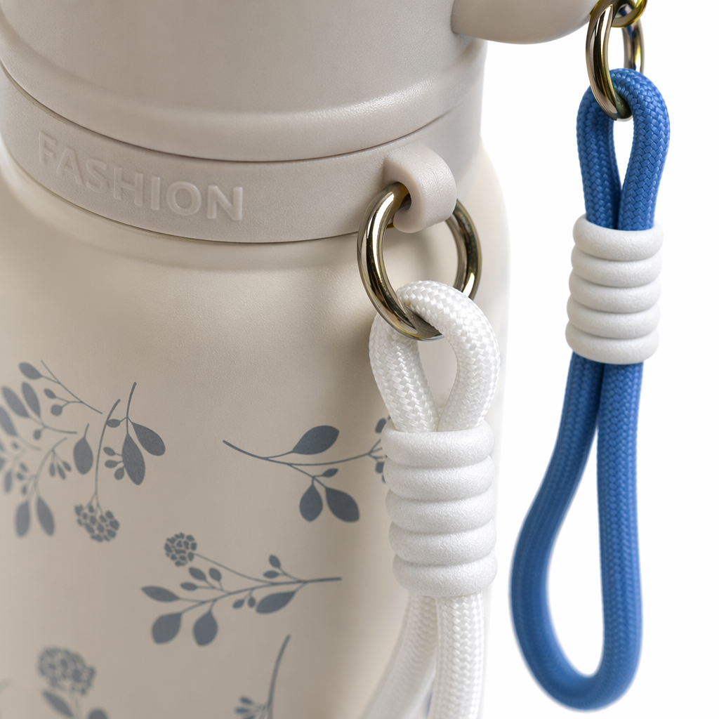 Beige floral patterned insulated cup, 304 stainless steel vacuum insulated portable water cup Application Scenario