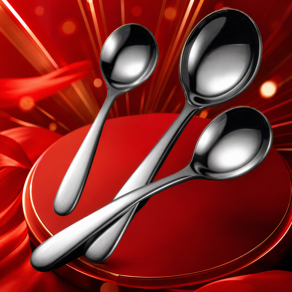Silver stainless steel spoons, a simple household table spoon set Specification image
