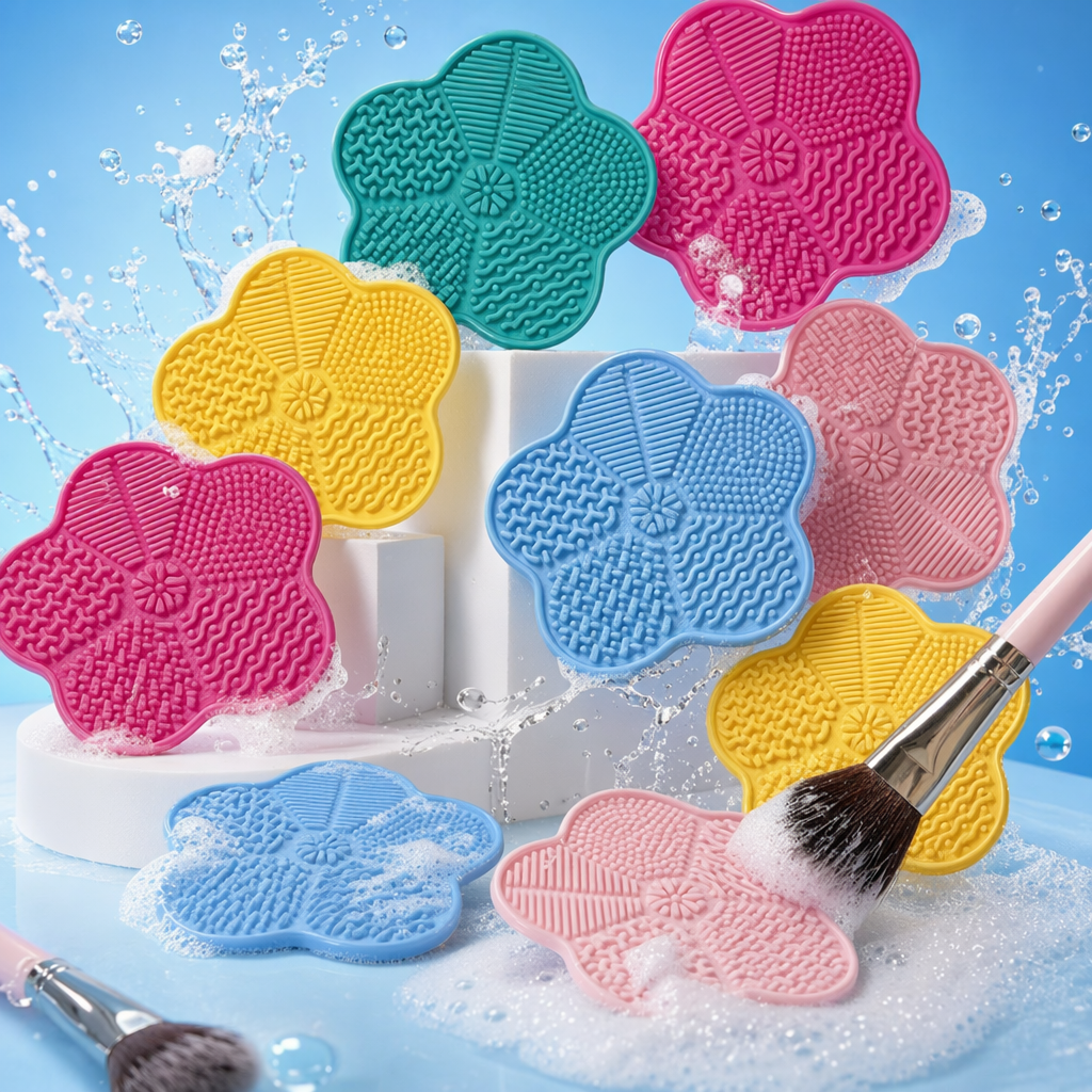 Four-leaf clover silicone makeup brush wash pad, multi-patterned powerful decontamination beauty cleaning pad, can be hung and stored, easy to dry wash pad, beauty salon beauty tool accessories Specification image