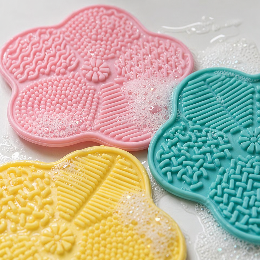 Four-leaf clover silicone makeup brush wash pad, multi-patterned powerful decontamination beauty cleaning pad, can be hung and stored, easy to dry wash pad, beauty salon beauty tool accessories Application Scenario