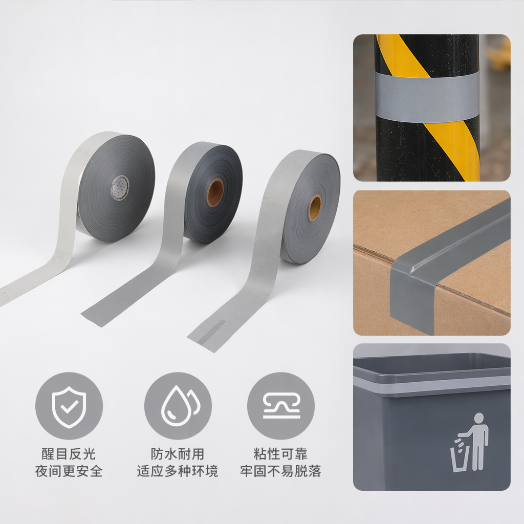 灰色反光胶带卷 3M反光材料高亮夜视警示标识用