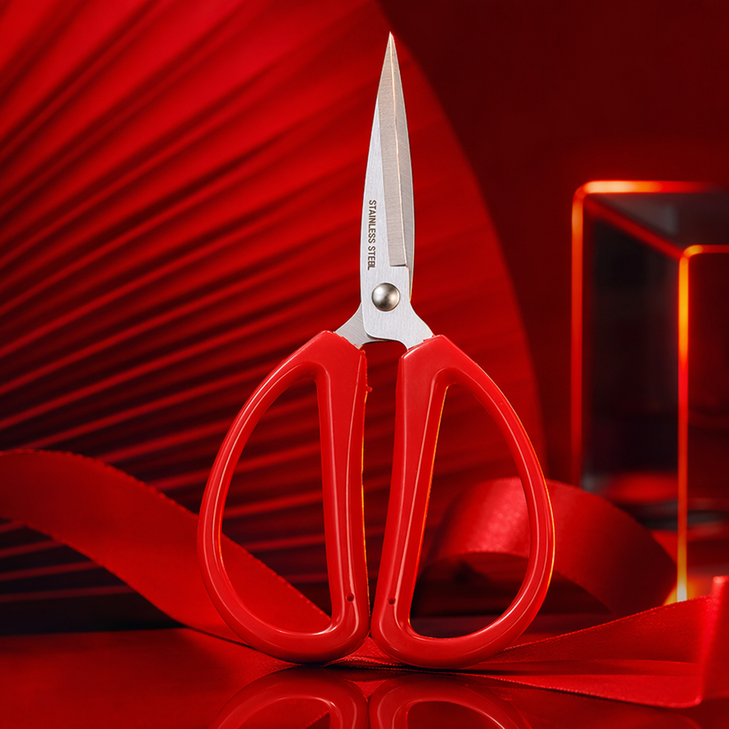 Red handle scissors, stainless steel sharp, multi-functional for cutting paper and cloth at home Specification image