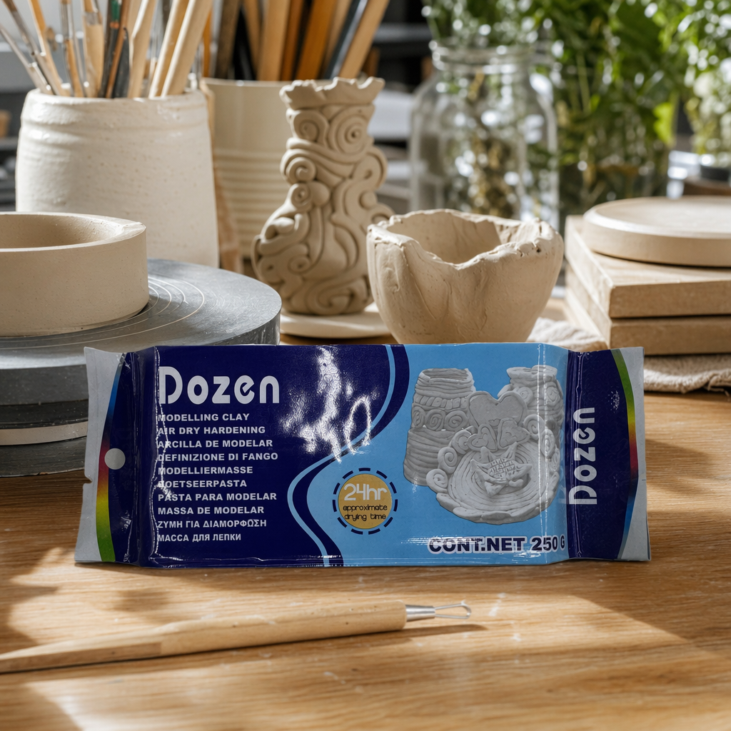 Dozen blue packaging, 250 grams of molded clay, 24-hour dried, with ceramic patterns details Picture