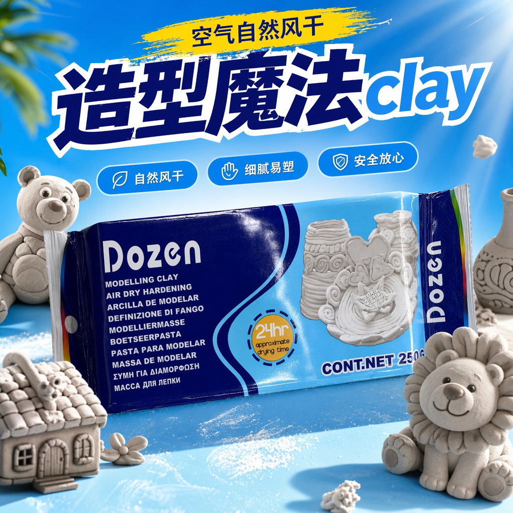 Dozen blue packaging, 250 grams of molded clay, 24-hour dried, with ceramic patterns Specification image