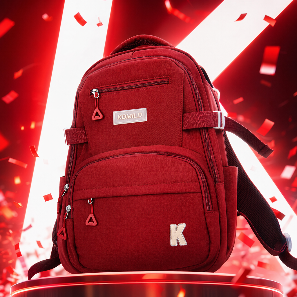 This red backpack is fashionable, lightweight and has a large capacity. It is a student commuting and leisure backpack Specification image
