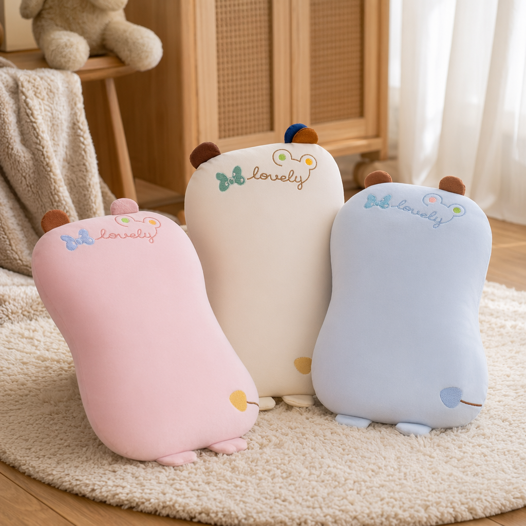 Mickey Mouse cartoon pink, white and blue three-color pillowcase and pillow core set details Picture