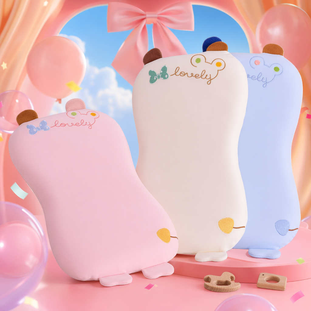 Mickey Mouse cartoon pink, white and blue three-color pillowcase and pillow core set Specification image