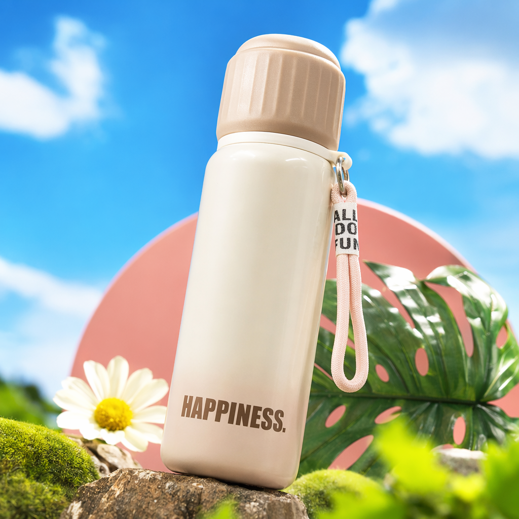 Beige simple insulated cup, 304 stainless steel vacuum insulated portable water cup Specification image