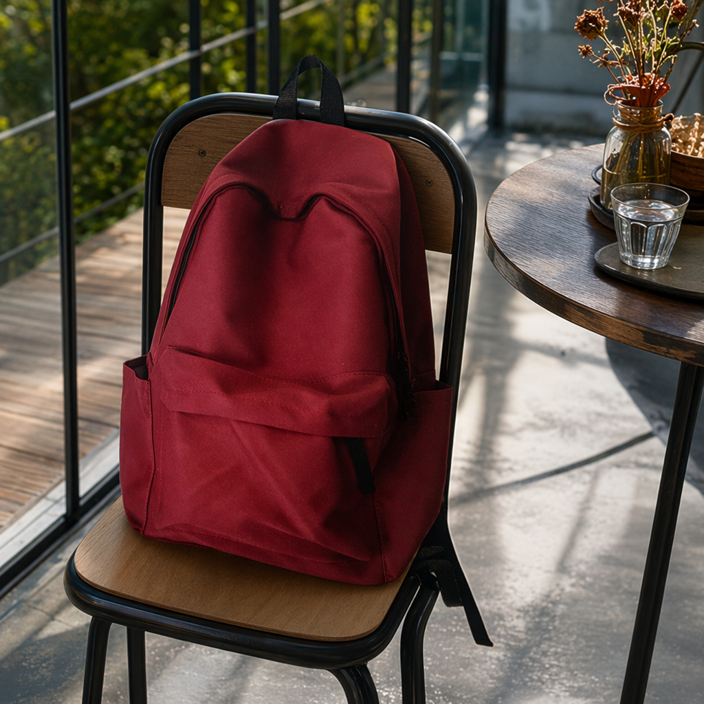 This red, fashionable and simple backpack is light, durable and has a large capacity for student commuting details Picture