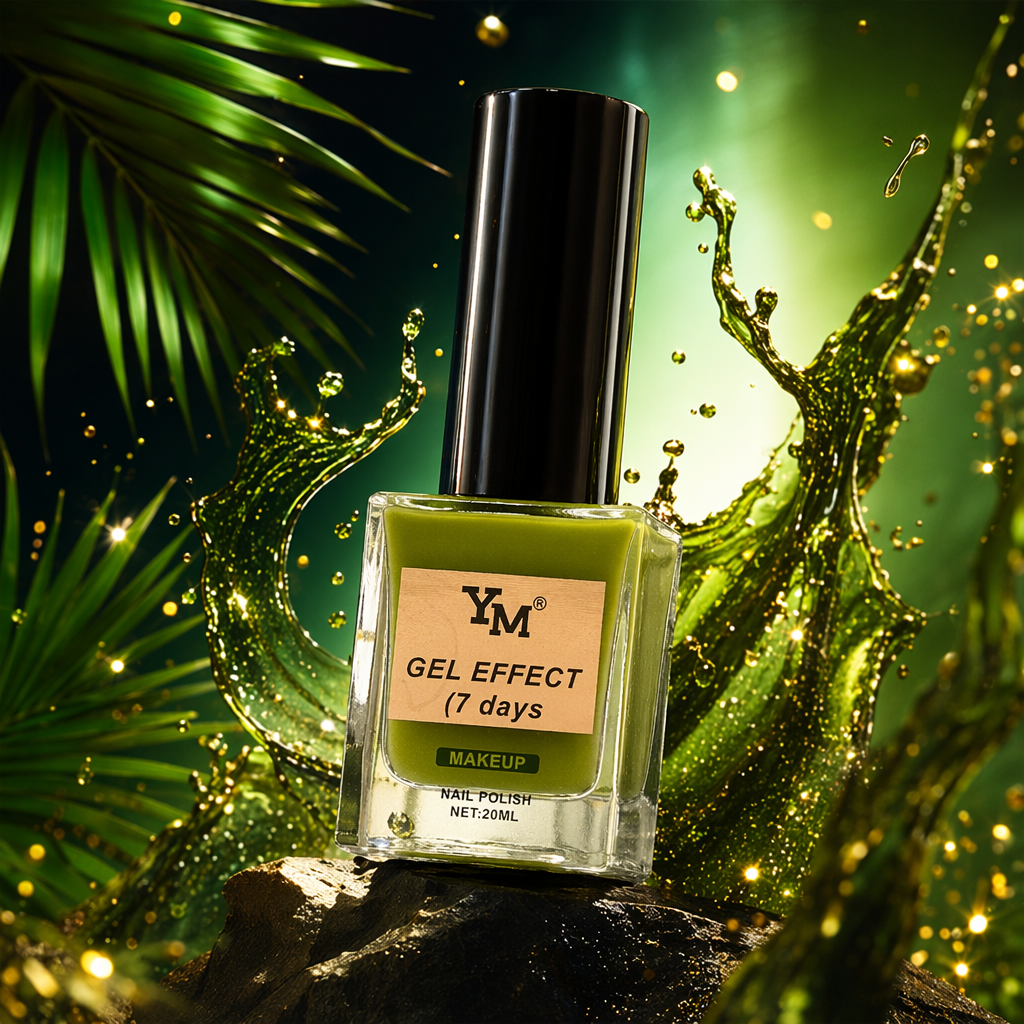 Green nail polish bottle with a matte texture and a simple style. 10ml replaceable storage bottle Specification image