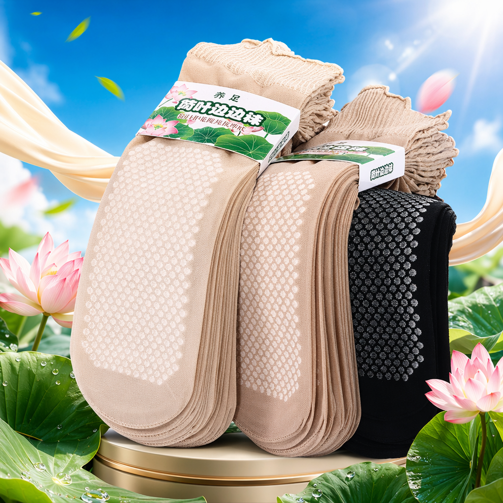 Beige and black anti-slip stacking socks Specification image