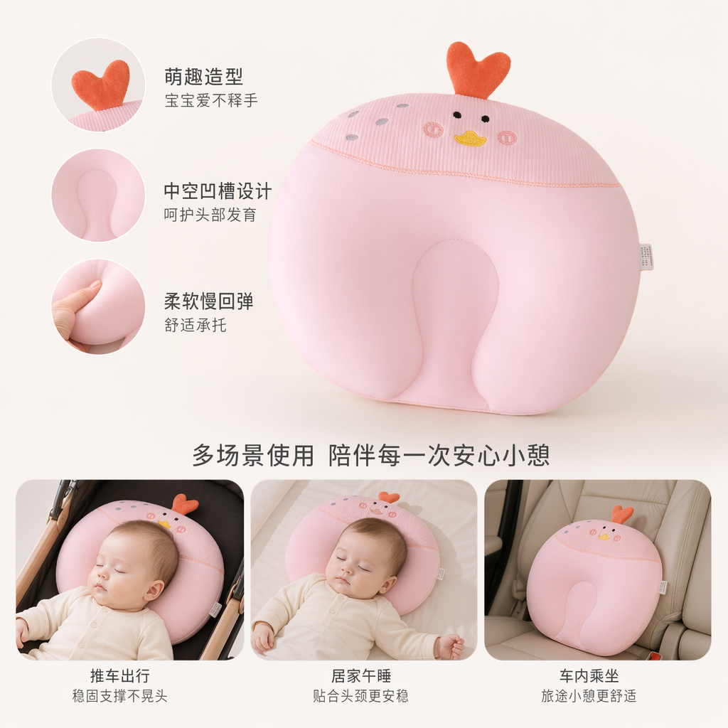 粉色白色蓝色小鸭造型婴儿定型枕图