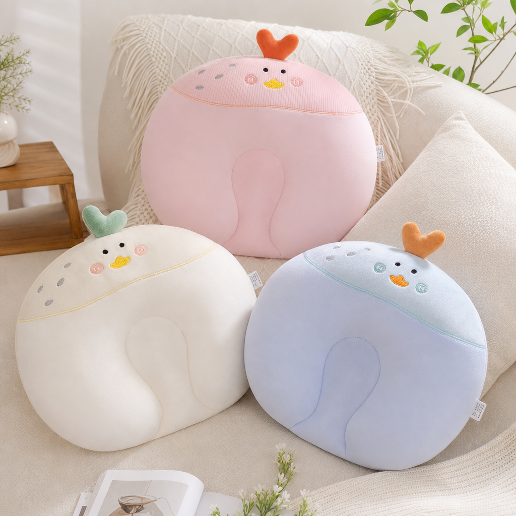 粉色白色蓝色小鸭造型婴儿定型枕产品图