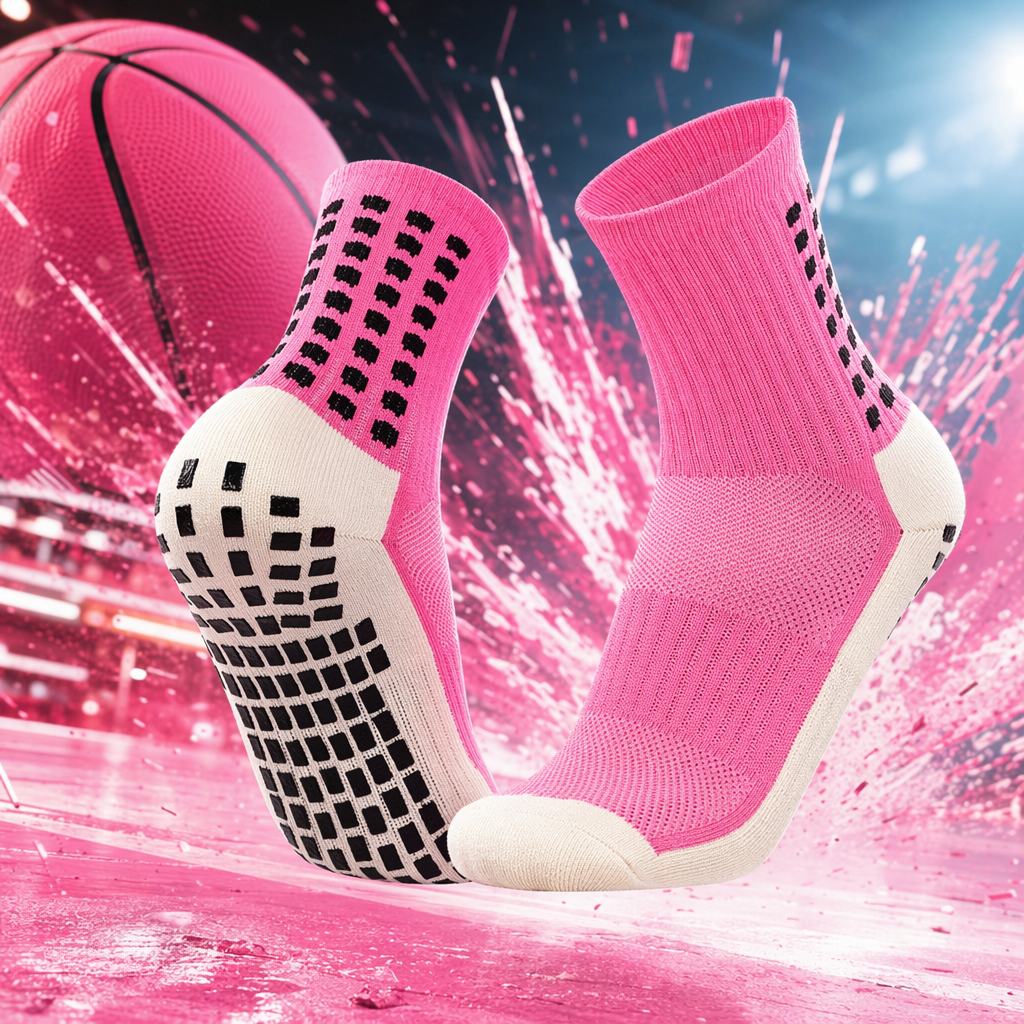 Pink anti-slip socks, pure cotton sweat-absorbing and breathable women's home sports socks Specification image