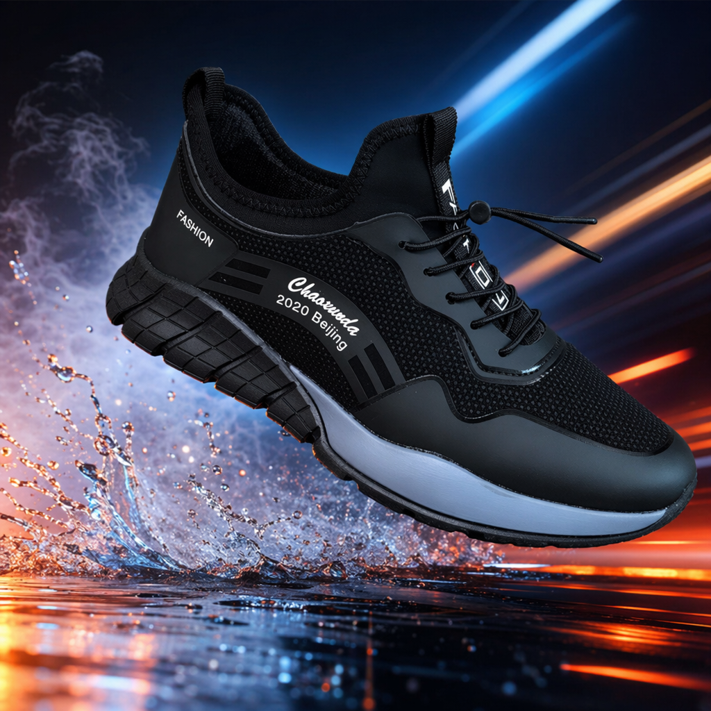 Black sports shoes are breathable, shock-absorbing and lightweight, suitable for both men and women as casual running shoes Specification image