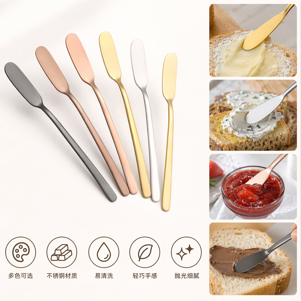 Multi-color metal butter knife kitchen stainless steel butter cutting tool set full image