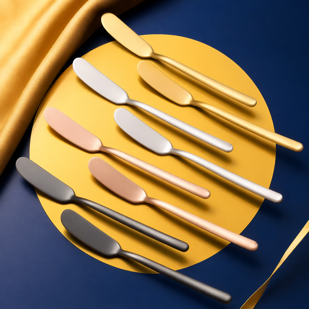 Multi-color metal butter knife kitchen stainless steel butter cutting tool set Specification image