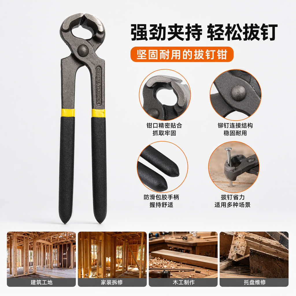 Black handle pliers, stainless steel anti-slip and durable household repair tools