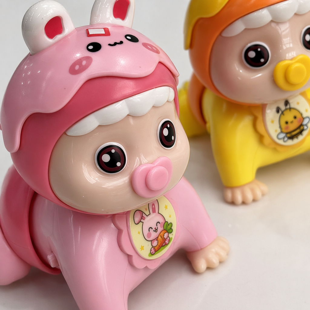 Yellow and pink cartoon baby toys, safe, non-toxic, educational and early warning bells Application Scenario