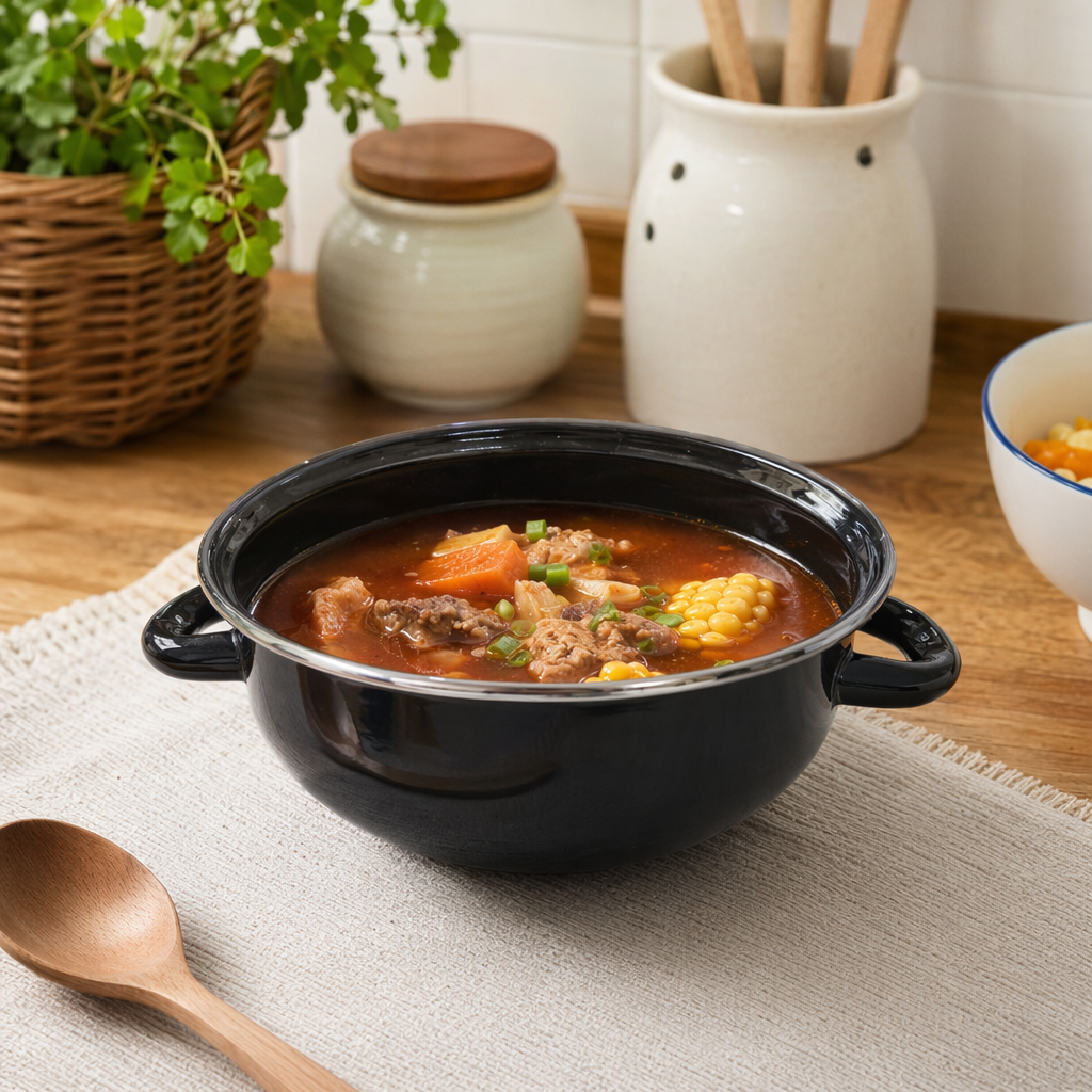 Black double-eared wok, a household non-stick cast iron wok for frying, stir-frying, stewing and boiling details Picture
