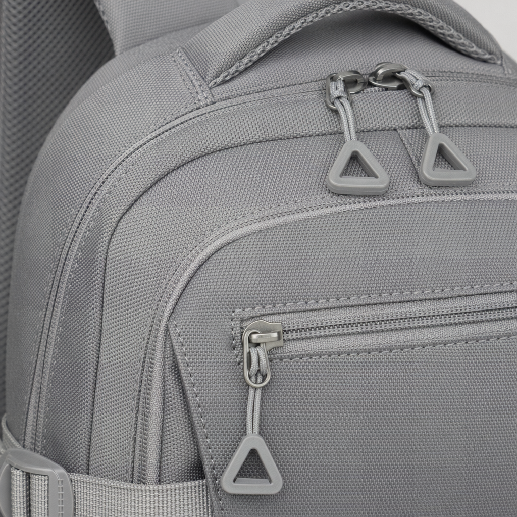 This grey backpack is simple, fashionable and has a large capacity for student commuting and travel Application Scenario