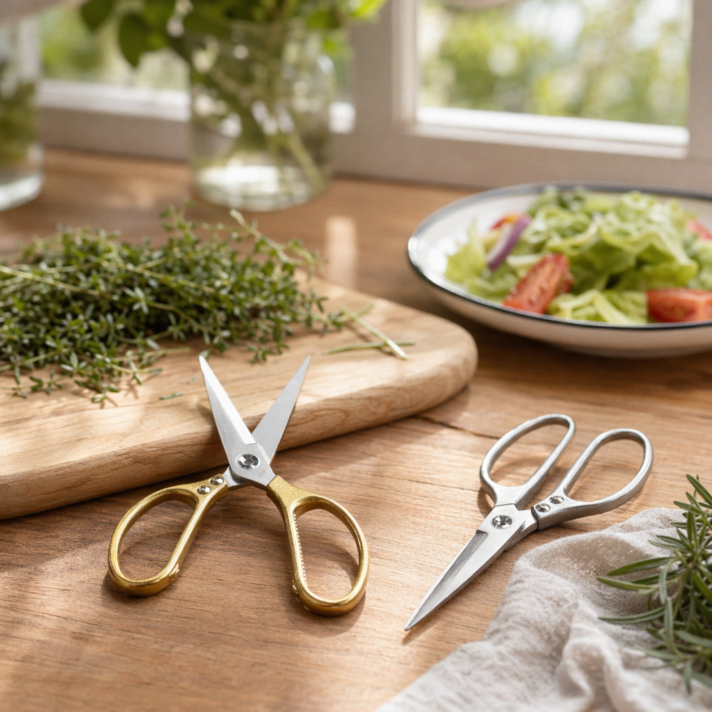 Golden handle scissors and silver handle scissors, high-quality stainless steel household cutting tools details Picture