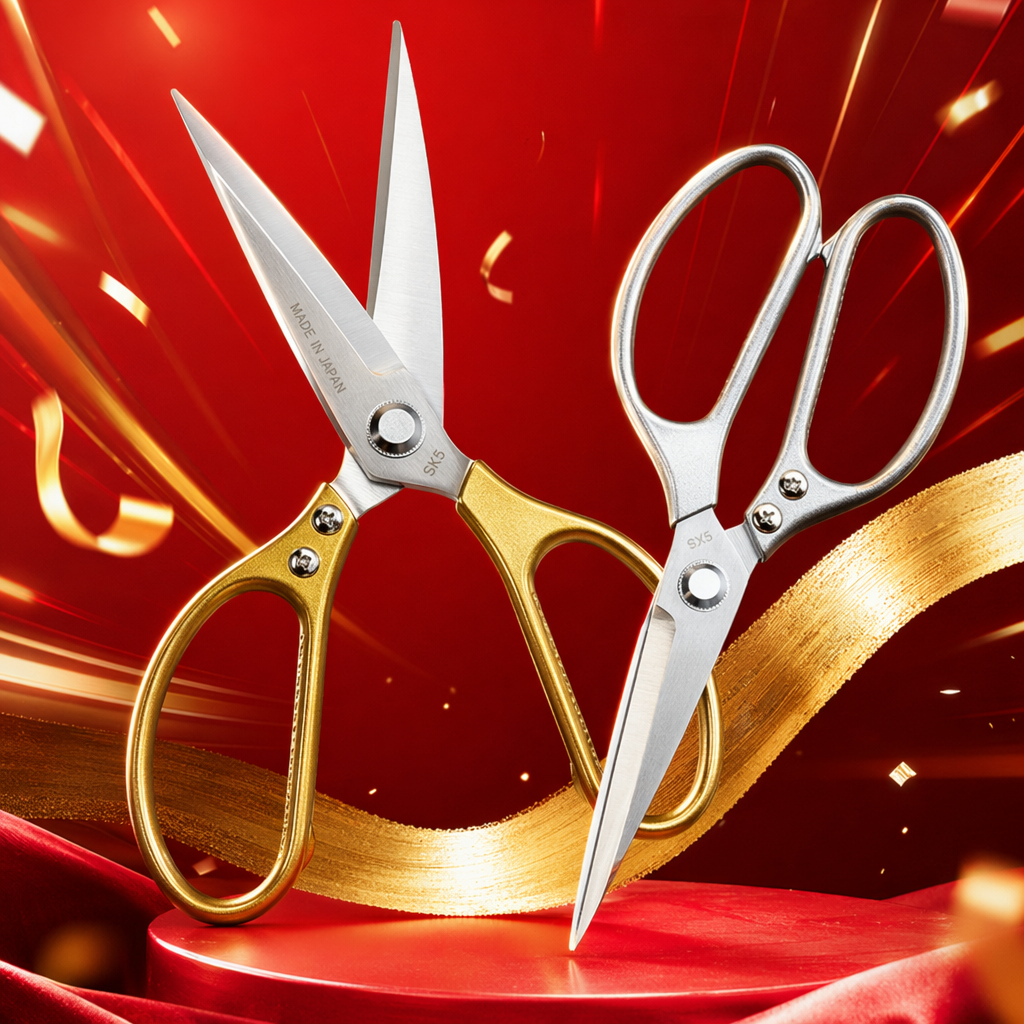 Golden handle scissors and silver handle scissors, high-quality stainless steel household cutting tools Specification image