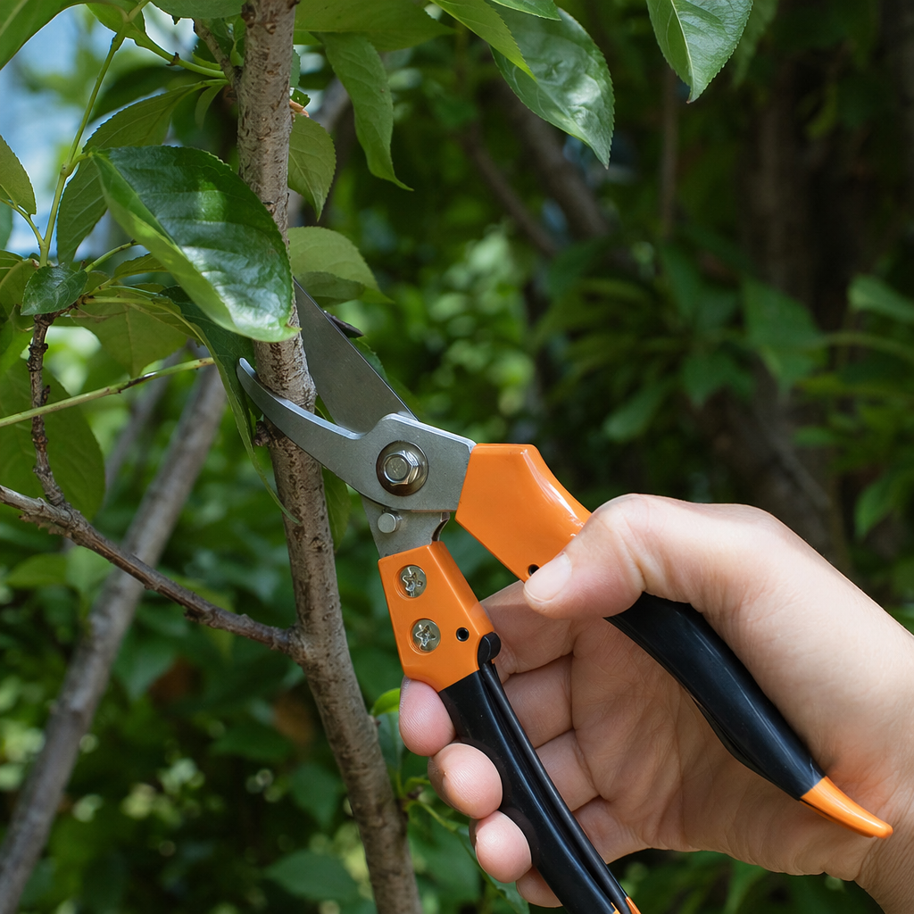 Orange and black striped garden scissors, high-carbon steel sharp pruning shears, garden hand scissors details Picture