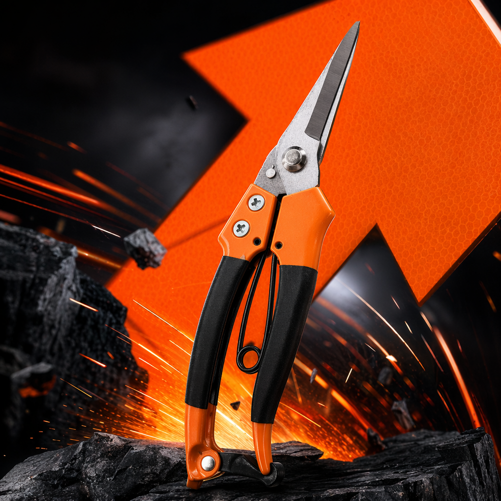 Orange and black striped garden scissors, high-carbon steel sharp pruning shears, garden hand scissors Specification image