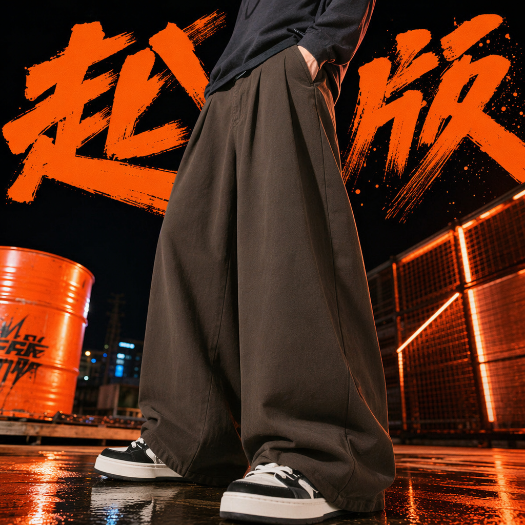 Brown high-waisted wide-leg pants with a slimming feel, casual nine-inch pants for women Specification image