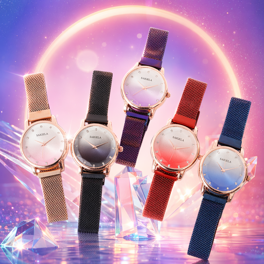 Five fashionable and light luxury quartz watches with color gradient dials for both men and women Specification image