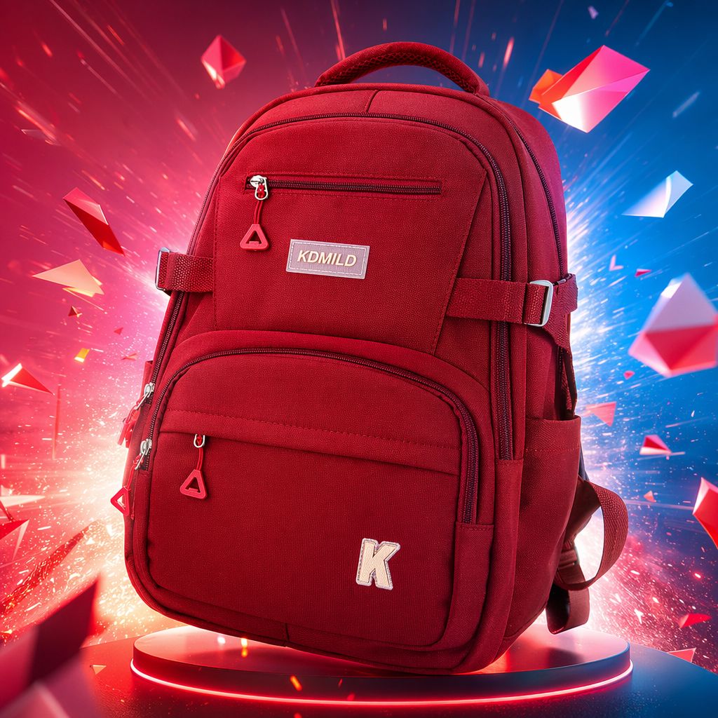 This red backpack is a fashionable student commuting large-capacity, lightweight and wear-resistant travel backpack Specification image