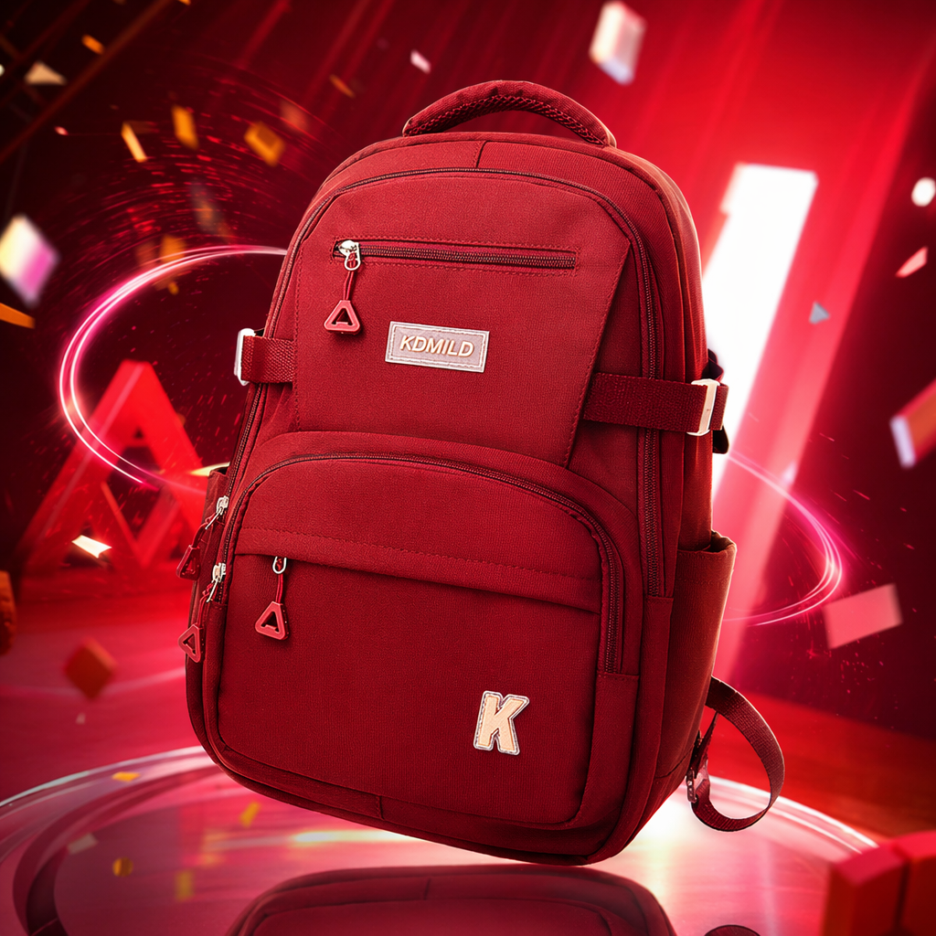 This red backpack is a fashionable, large-capacity, lightweight and durable travel bag for students' commuting Specification image