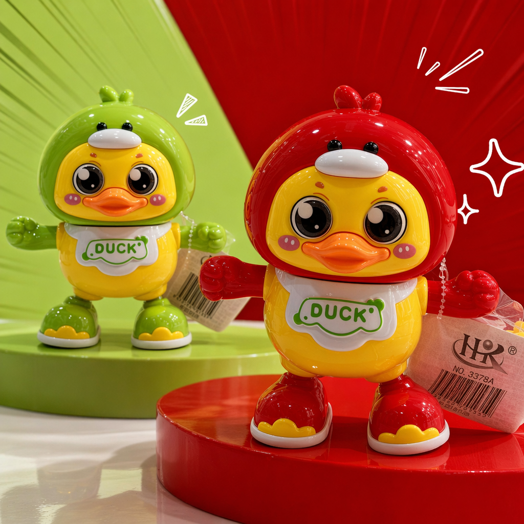 Red and green duck-shaped toys, children's educational plush soothing dolls Specification image