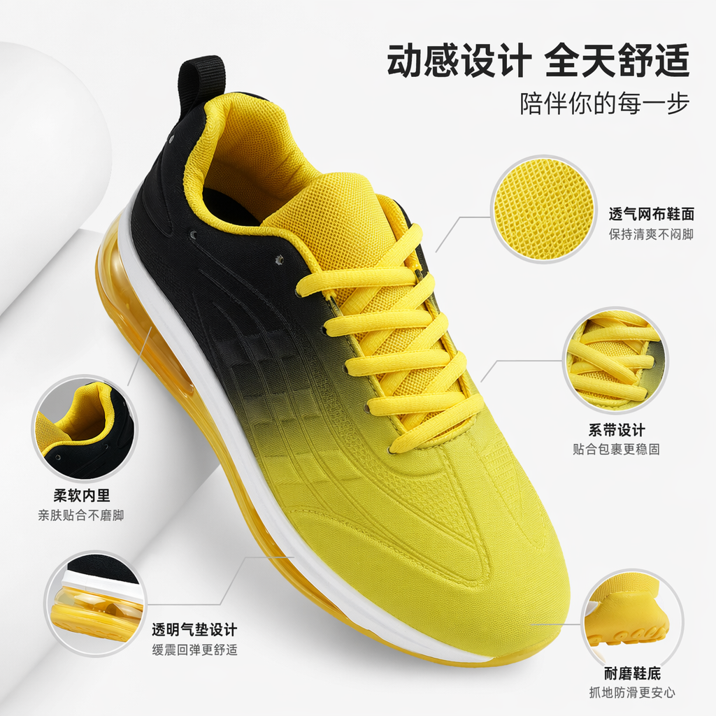Three pairs of colorful sports shoes for both men and women, breathable, lightweight and casual running shoes