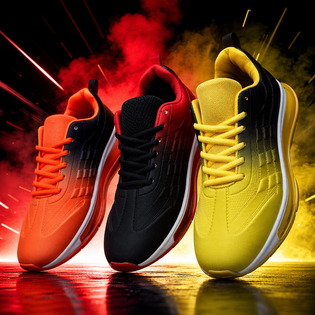 Three pairs of colorful sports shoes for both men and women, breathable, lightweight and casual running shoes Specification image