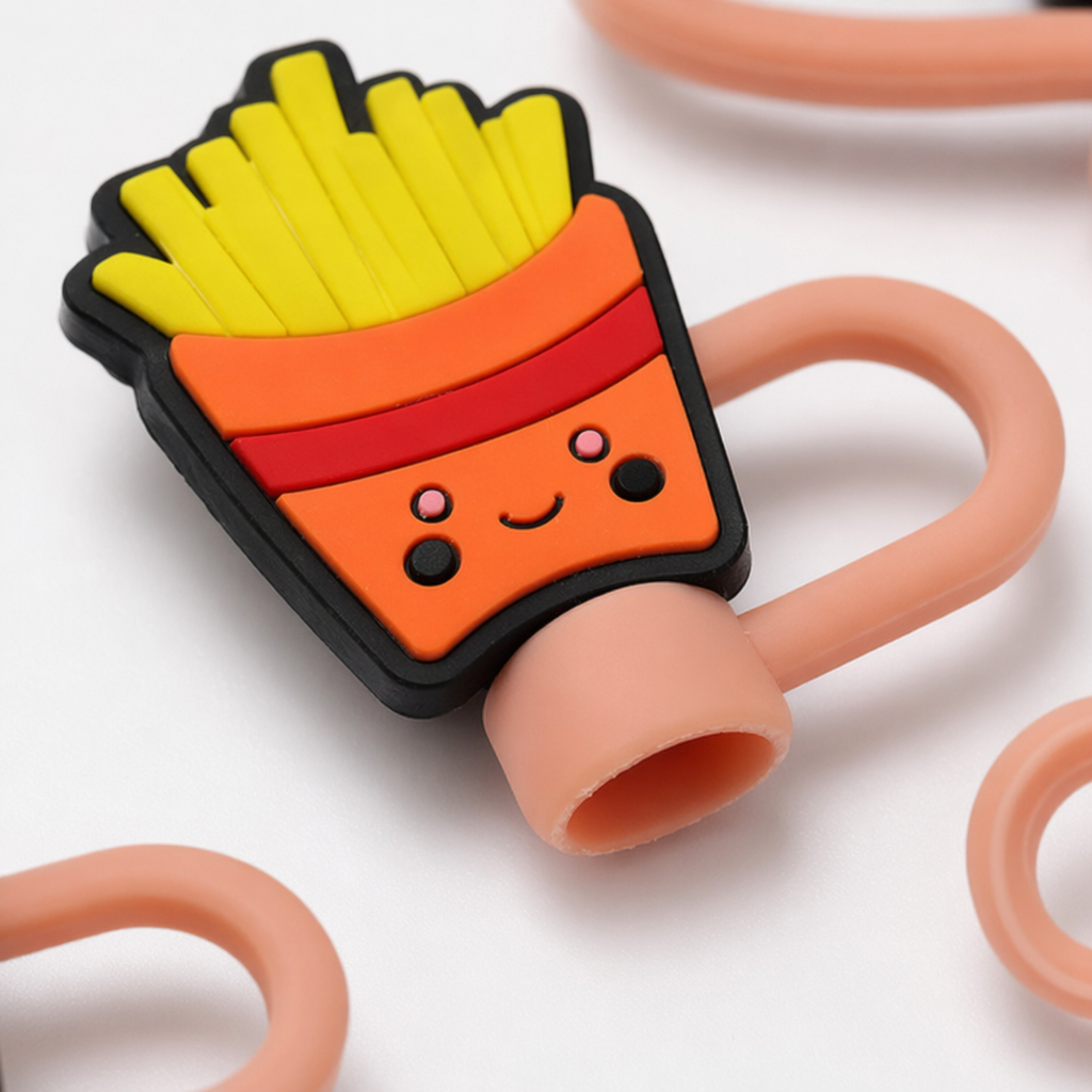 Colored silicone food-shaped straw cap Application Scenario
