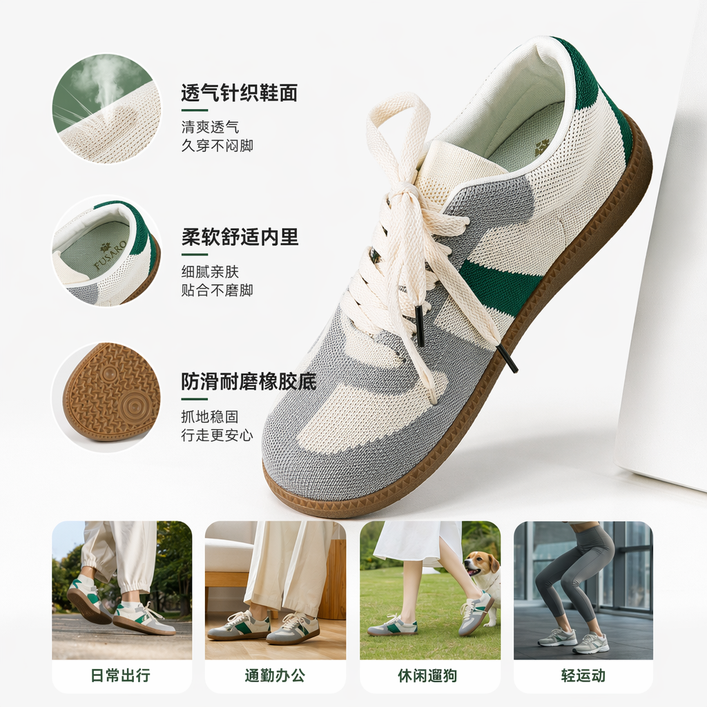 Green and white color-blocked mesh sports shoes, breathable and lightweight, unisplendable casual running shoes