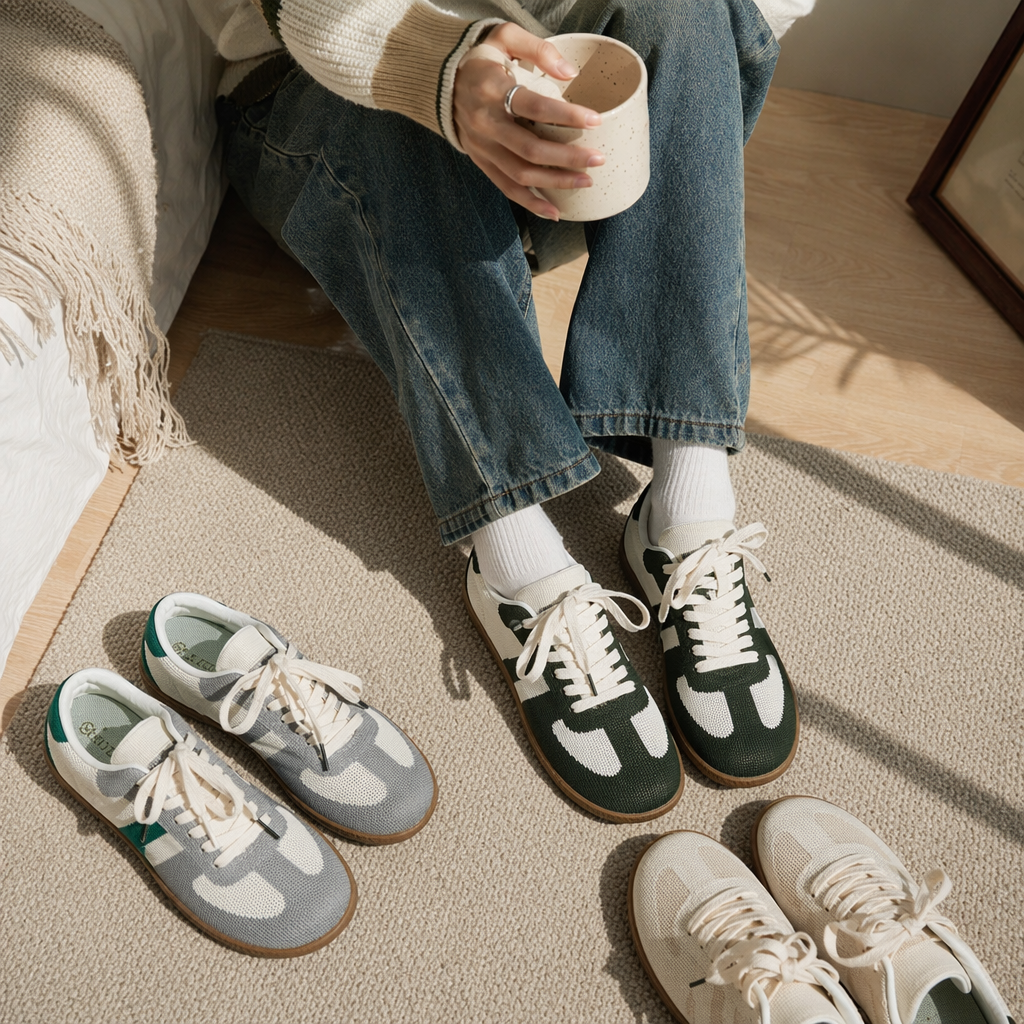 Green and white color-blocked mesh sports shoes, breathable and lightweight, unisplendable casual running shoes details Picture